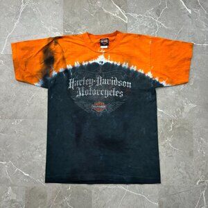 Harley Davidson Graphic Tee Mens Medium Short Sleeve Tie Dye Made in USA